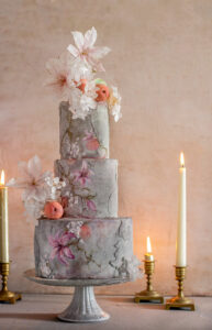 Ancient Lilies wafer paper wedding cake- Petite Pivoine Cakes