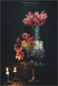 Black and all shades of red wafer paper wedding cake- Petite Pivoine Cakes