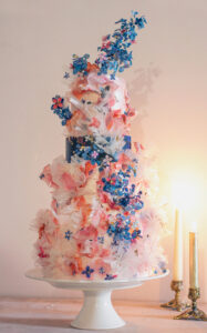 Blue fantasies Dreamy garden wafer paper wedding cake- Petite Pivoine Cakes
