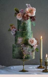 Bottle Green Beauty wafer paper wedding cake- Petite Pivoine Cakes