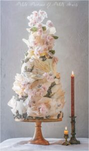 Couture Elegance wafer paper wedding cake- Petite Pivoine Cakes