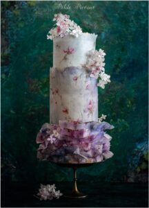 Painted Beauty wafer paper wedding cake- Petite Pivoine Cakes