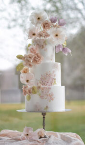 Painted Elegance wafer paper wedding cake- Petite Pivoine Cakes