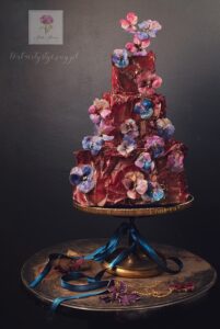 Pansies wafer paper wedding cake- Petite Pivoine Cakes
