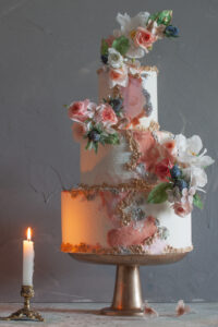 Romance and Elegance wafer paper wedding cake- Petite Pivoine Cakes