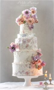 Silver and Pink wafer paper wedding cake- Petite Pivoine Cakes