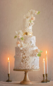 Summer garden with alstroemeria wafer paper wedding cake- Petite Pivoine Cakes