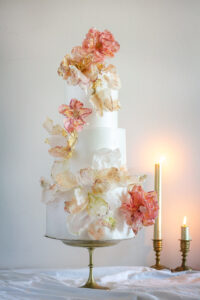 The Beauty of fading roses wafer paper wedding cake- Petite Pivoine Cakes